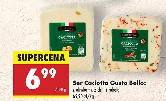 Ser caciotta z oliwkami Gustobello promocja w Biedronka