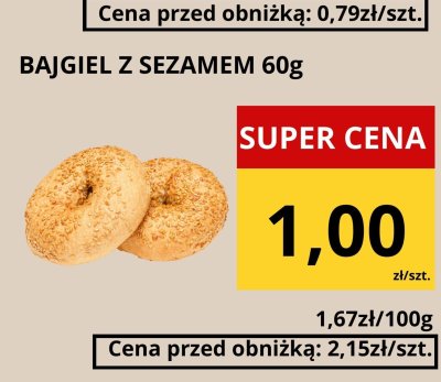 Bajgiel z sezamem 60g promocja w Supeco