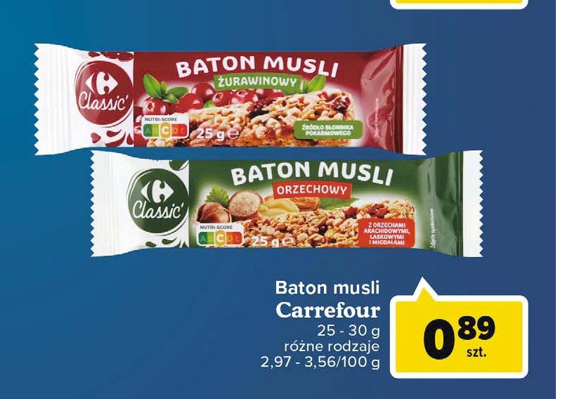 Baton musli orzechowo-zbożowy z orzeszkami arachidowymi pistacjami i migdałami Carrefour extra promocja