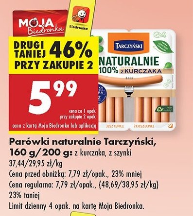 Parówki z kurczaka Tarczyński naturalnie promocja
