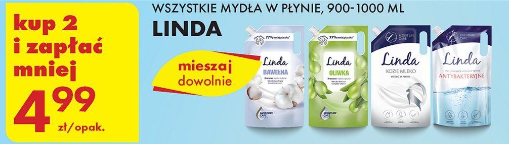 Mydło w płynie bawełna Linda promocja w Biedronka