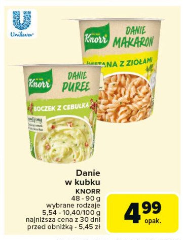 Puree boczek z cebulką Knorr danie promocja