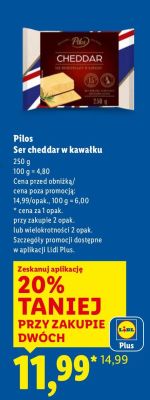 Ser cheddar w kawałku Pilos promocja w Lidl