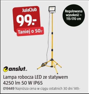Lampa robocza LED ze statywem anslut 4250 lm 50 W IP65 promocja w Jula