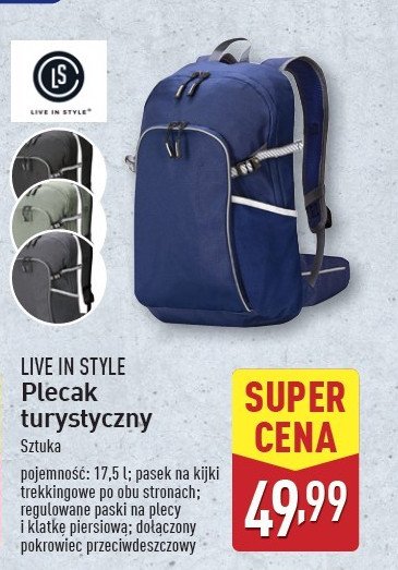 Plecak 17.5 l Live in style promocja w Aldi