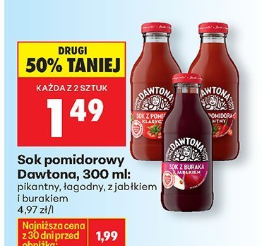 Sok pomidorowy Dawtona 300 ml łagodny promocja w Biedronka