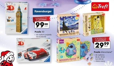 Puzzle drewniane Trefl do wyboru 24 el., 50 el. lub 200 el. różne wzory promocja w Biedronka