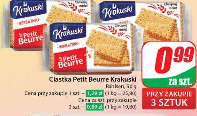 Herbatniki klasyczne Krakuski petit beurre Krakuski bahlsen promocja w Dino