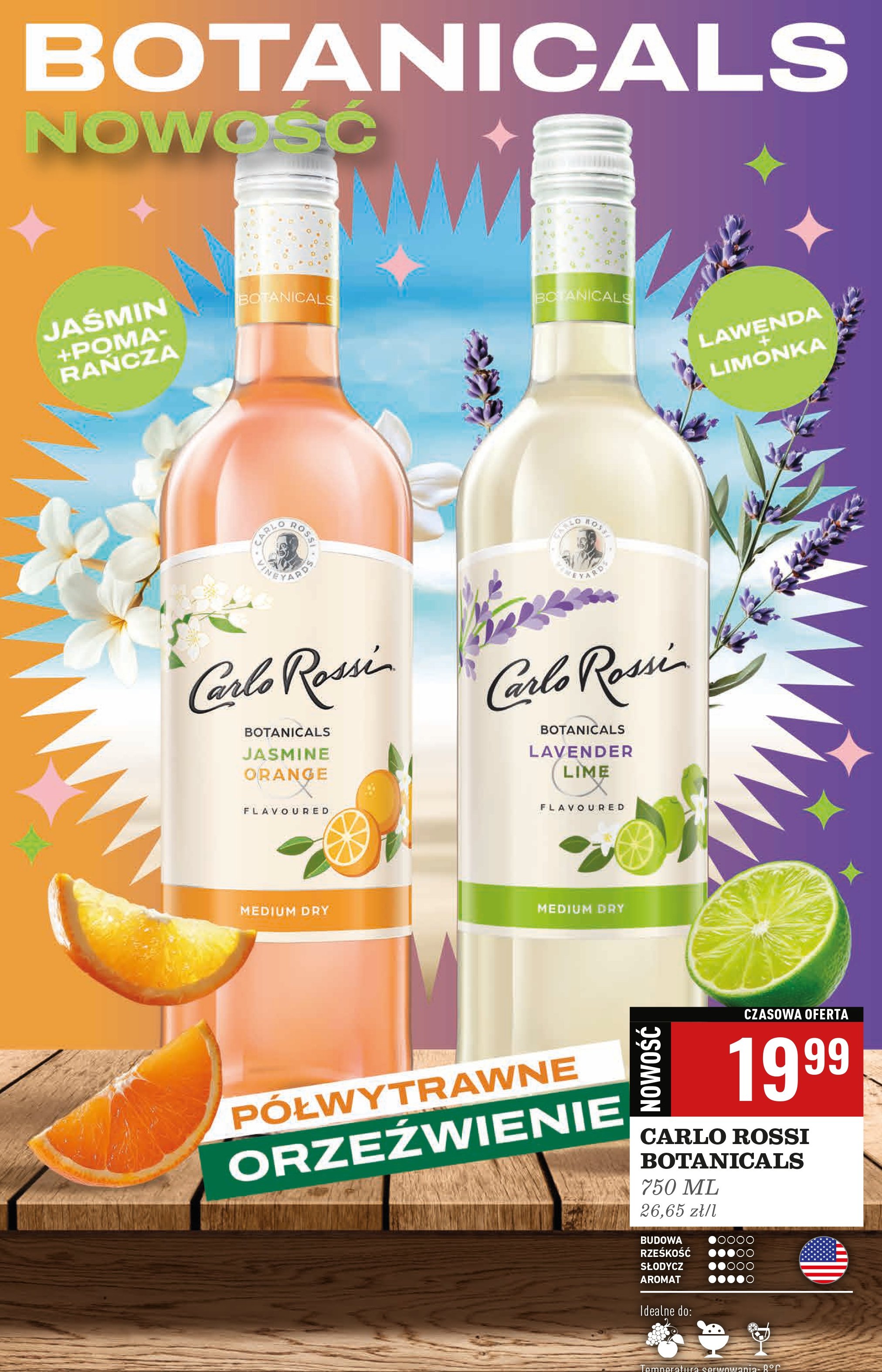 Wino jasmine orange Carlo rossi botanicals promocja w Biedronka