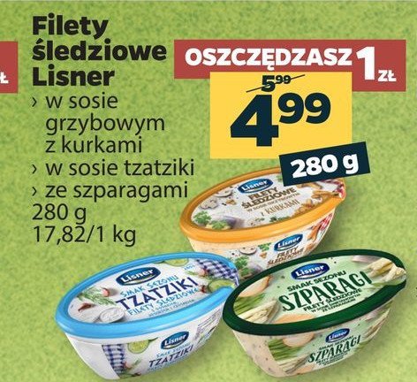 Filety śledziowe w sosie tzatziki Lisner promocja