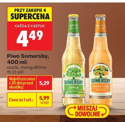 Piwo Somersby 400 ml: mango&lime promocja w Biedronka