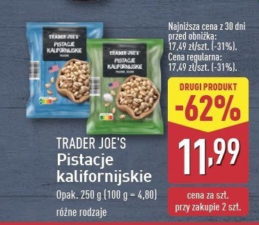 Pistacje kalifornijskie Trader joe's promocja w Aldi