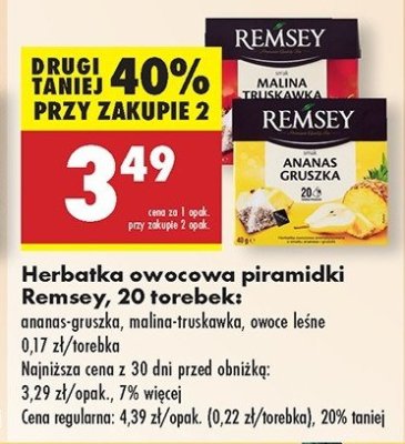 Herbata o smaku ananasa i gruszki Remsey promocja
