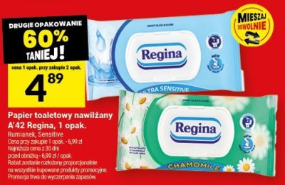 Papier toaletowy nawilżany A+2 Regina, 1 opak. promocja w Twój Market