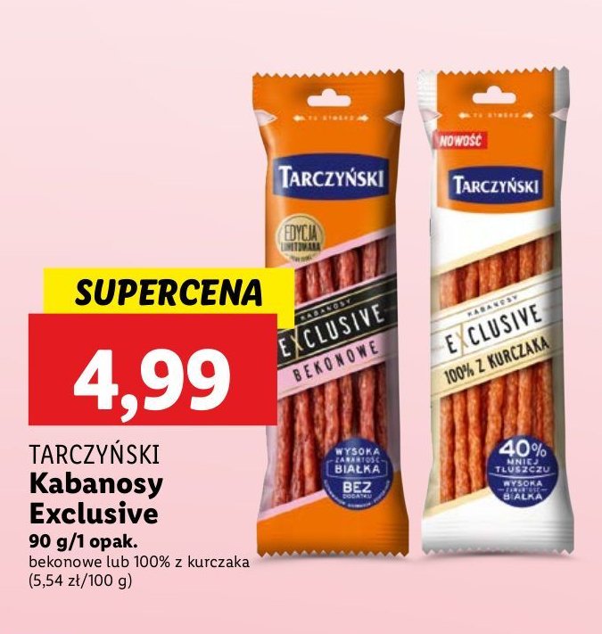 Kabanosy 100% z kurczaka Tarczyński exclusive promocja w Lidl