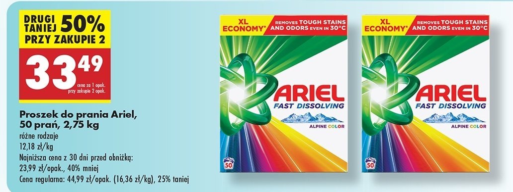 Proszek do prania alpine color Ariel promocja w Biedronka
