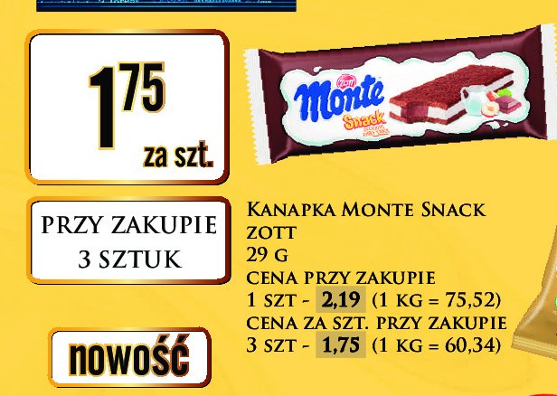 Zott Monte Snack - baton mleczny promocja