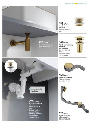 Korek umywalkowy klik-klak z przelewem złoty promocja w Castorama