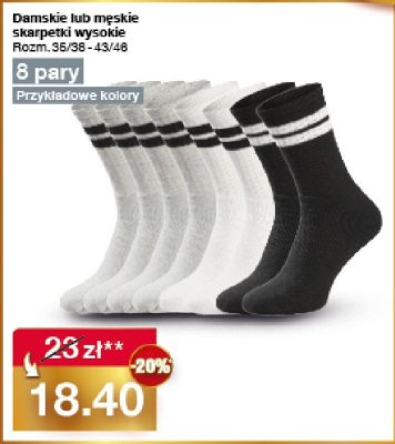 Skarpetki damskie lub męskie wysokie rozm. 35/38-43/46 8 pary promocja w Woolworth
