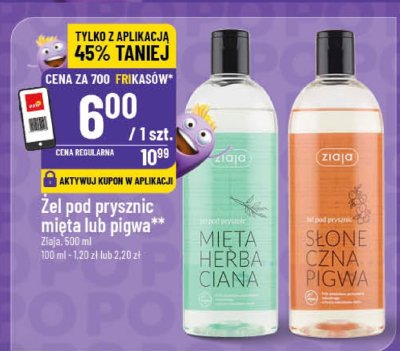 Żel pod prysznic Ziaja mięta lub pigwa promocja w POLOmarket