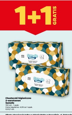 Chusteczki higieniczne 2-warstwowe 150 sztuk 1+1 GRATIS promocja w Netto