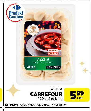 Uszka z kapusta i grzybami Carrefour extra promocja w Carrefour Express