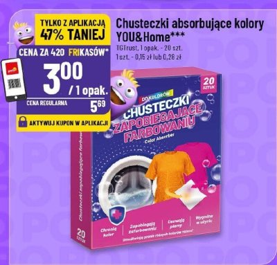 Chusteczki absorbujące kolory YOU&Home promocja w POLOmarket