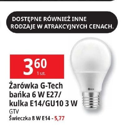 Żarówka led świeczka 8w e14 G-TECH promocja w Leclerc