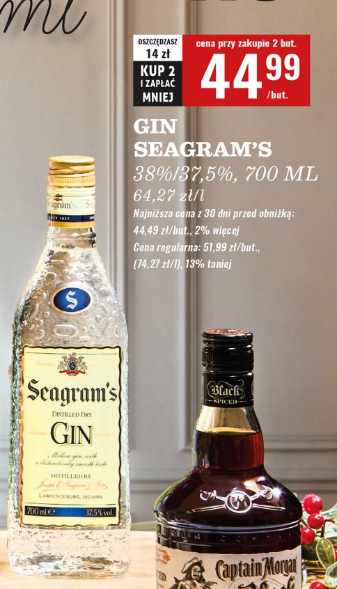 Gin Seagram's extra dry promocja w Biedronka