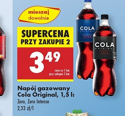 Napoj Cola original zero promocja w Biedronka