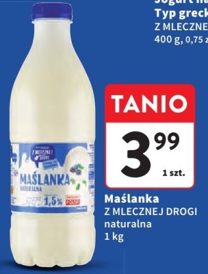 Maślanka Z MLECZNEJ DROGI naturalna promocja w Intermarche
