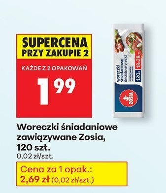 Woreczki śniadaniowe zawiązywane Zosia, 120 szt. promocja w Biedronka