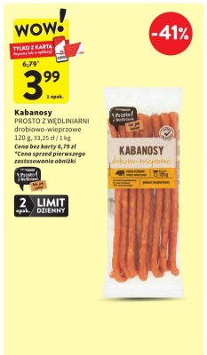 Kabanosy PROSTO Z WĘDLINIARNI drobiowo-wieprzowe promocja w Intermarche