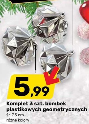 Komplet 3 szt. bombek plastikowych geometrycznych promocja w Bricomarche