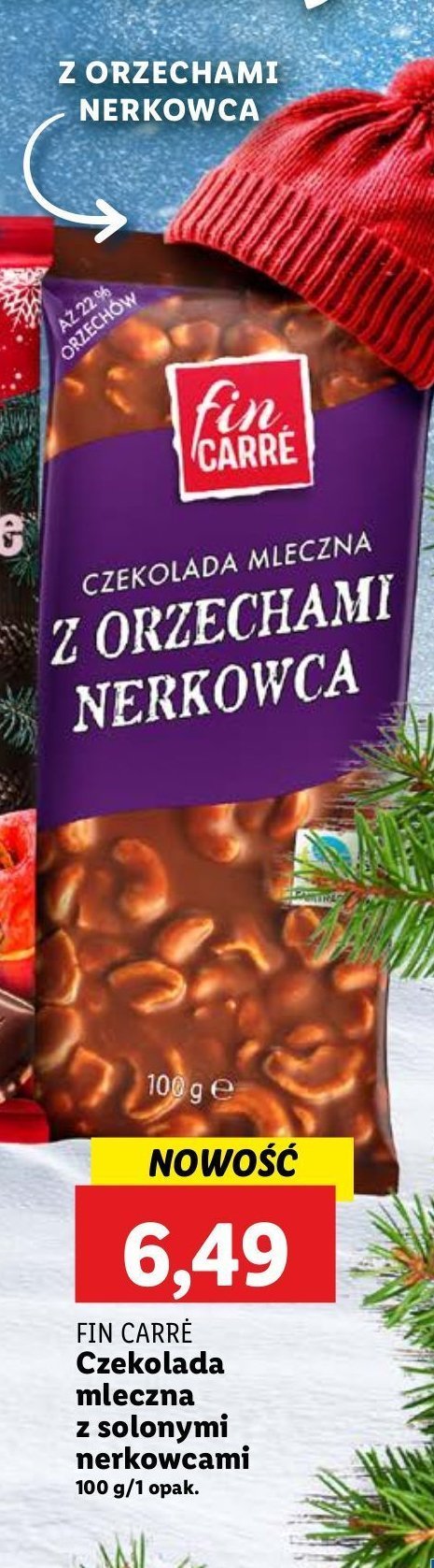 Czekolada mleczna z orzechami nerkowca Fin carre promocja w Lidl