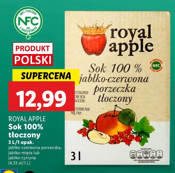 Sok jabłko-cytryna Royal apple promocja