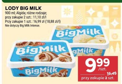 Lody Big Milk różne rodzaje promocja w Stokrotka
