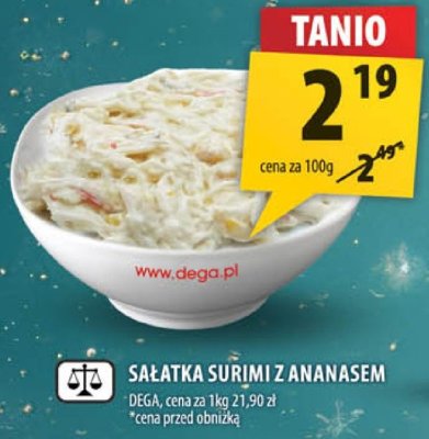 Sałatka surimi z ananasem DEGA promocja w Arhelan