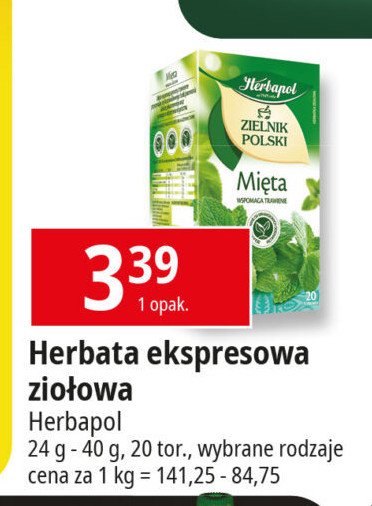 Herbatka mięta Herbapol zielnik polski promocja w Leclerc