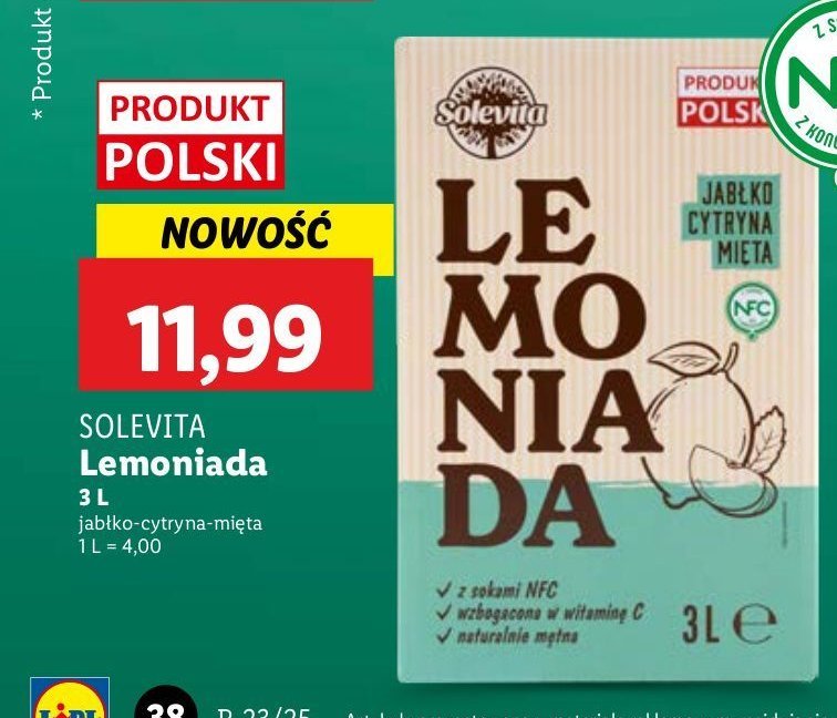 Lemoniada jab艂ko cytryna mi臋ta Solevita promocja