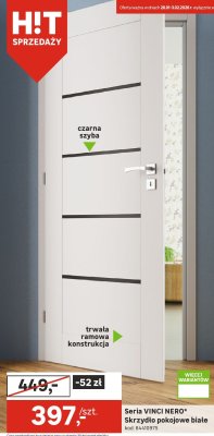Drzwi skrzydło pokojowe białe Seria VINCI NERO promocja w Leroy Merlin