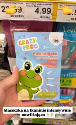 Maseczka na tkaninie Crazy Frog Verdenic nawilżająca promocja w Dino