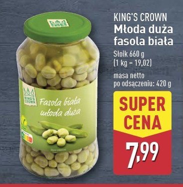 Fasola młoda duża biała King's crown (aldi) promocja