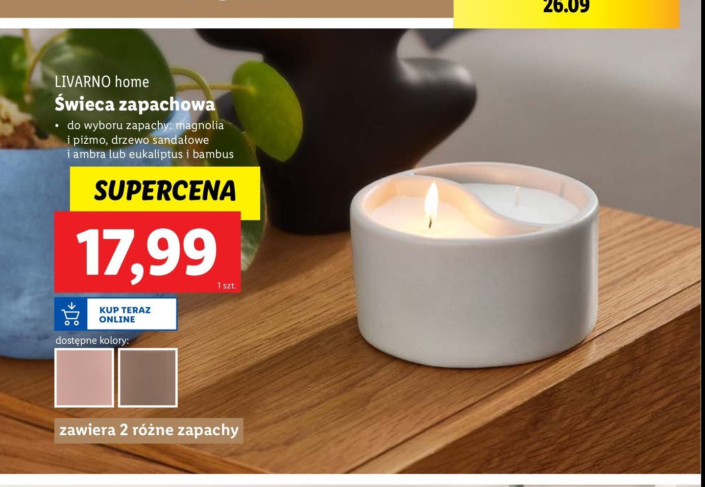 Świeca zapachowa eukaliptus i bambus LIVARNO HOME promocja w Lidl