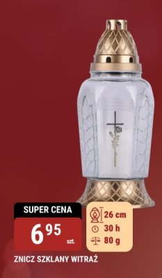 Znicz szklany witraż 26 cm 30 h 80 g promocja w bi1