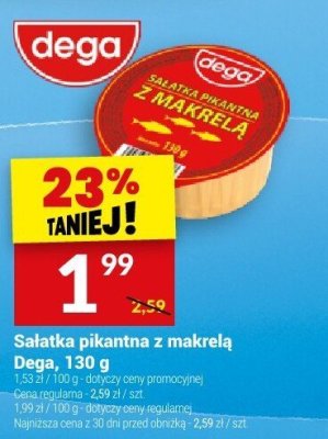 Sałatka pikantna z makrelą Dega, 130 g promocja w Twój Market