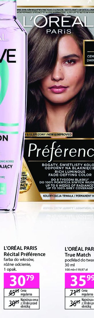 Farba do włosów ciemny brąz 3.0 L'oreal preference promocja