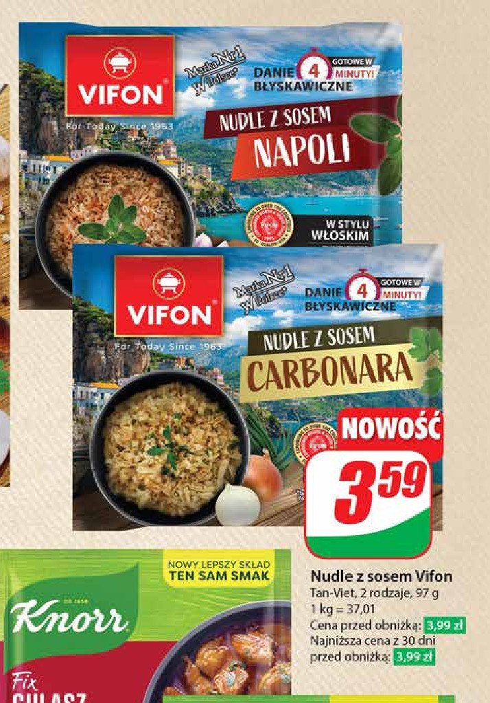 Nudle z sosem napoli Vifon promocja