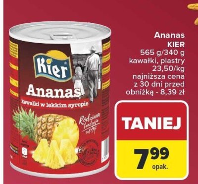 Ananas plastry w lekkim syropie Kier promocja w Carrefour