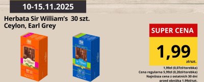 Herbata Sir William's Ceylon 30 szt. promocja w Supeco